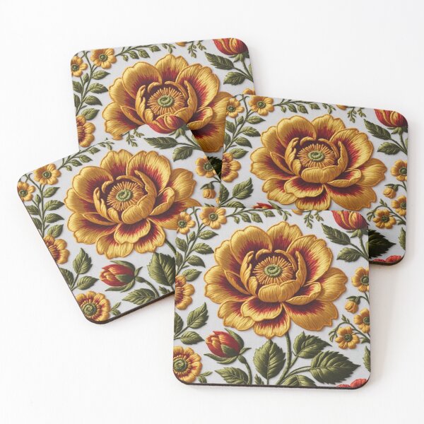Item preview, Embroidery of flowers with gold thread designed and sold by Polanska.