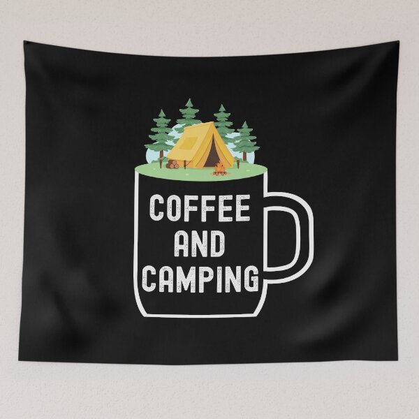 Item preview, Coffee and Camping with Mug, Campfire, Tent, & Trees -Nature designed and sold by elvisg03.