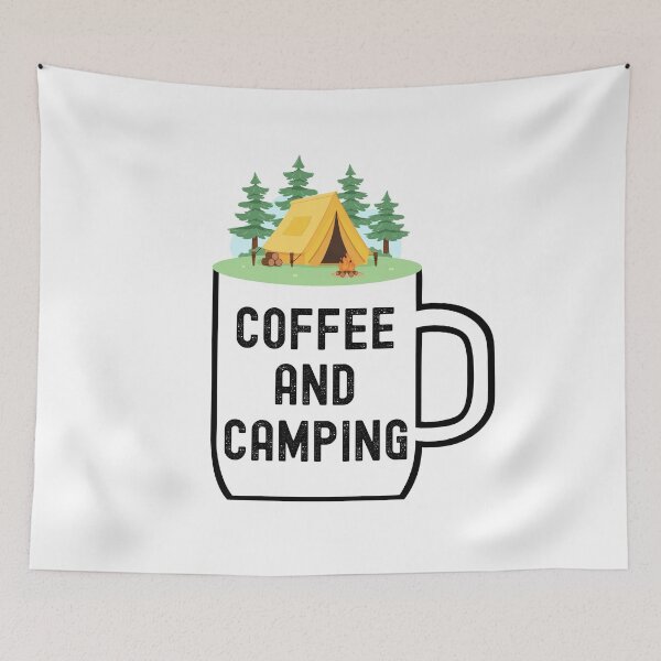Item preview, Coffee and Camping with Mug, Campfire, Tent, & Trees -Nature designed and sold by elvisg03.
