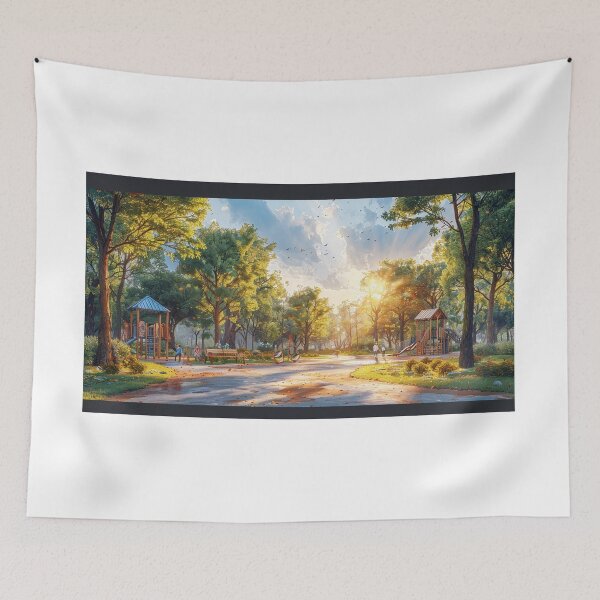 Item preview, Playground Adventure Art Print | Children at Play | Kids on Swings and Slides designed and sold by Mr-whiteBG.