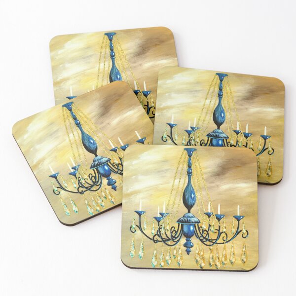 Item preview, Black chandelier with blue and gold accents designed and sold by norascorner.