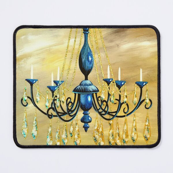 Item preview, Black chandelier with blue and gold accents designed and sold by norascorner.