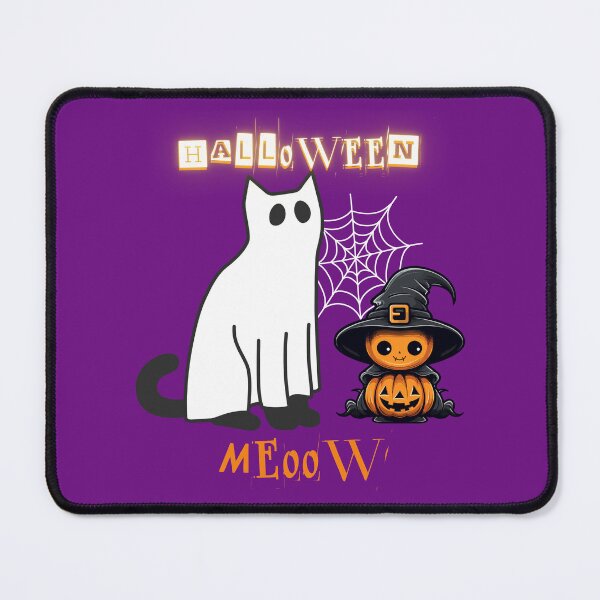 Item preview, Cute Boo Ghost Cat Halloween With Pumpkin Put The Witch Hat On designed and sold by GroovyFusion.