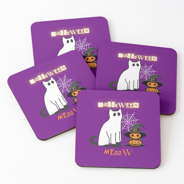 Item preview, Cute Boo Ghost Cat Halloween With Pumpkin Put The Witch Hat On designed and sold by GroovyFusion.