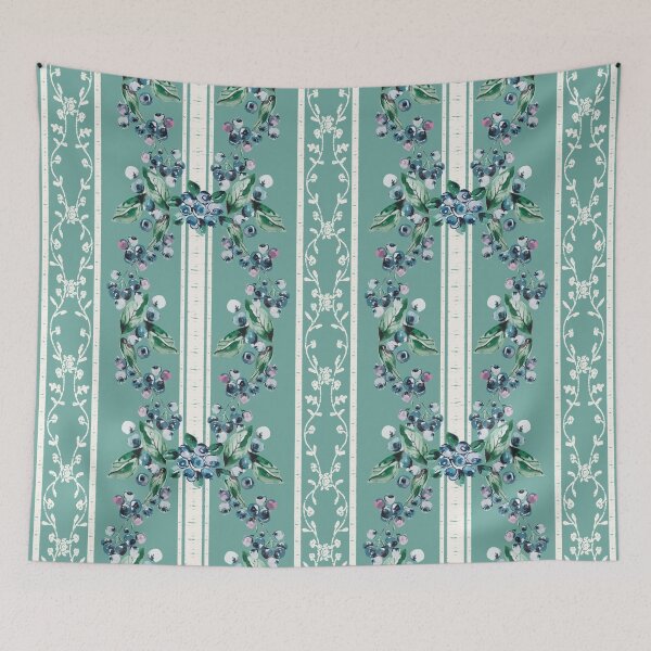 Item preview, Blueberries Stripes Pattern Emerald designed and sold by Anis Illustration.