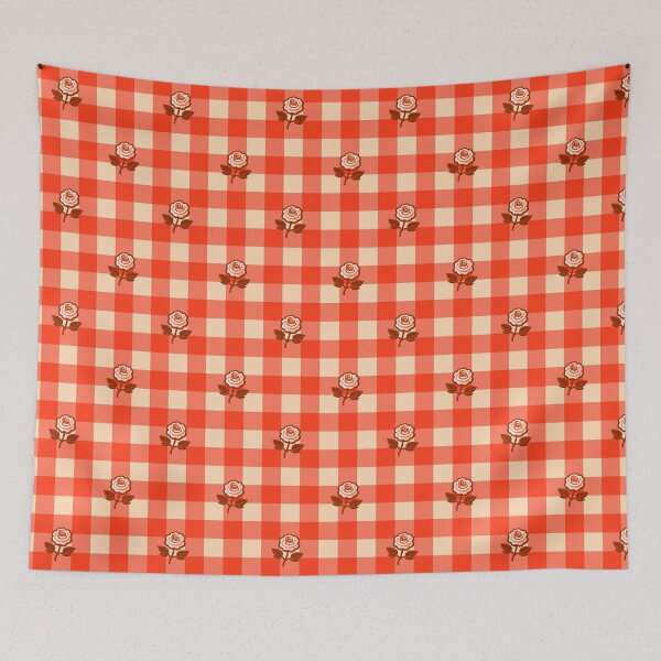 Item preview, Orange Gingham Roses Pattern designed and sold by SilverPegasus.