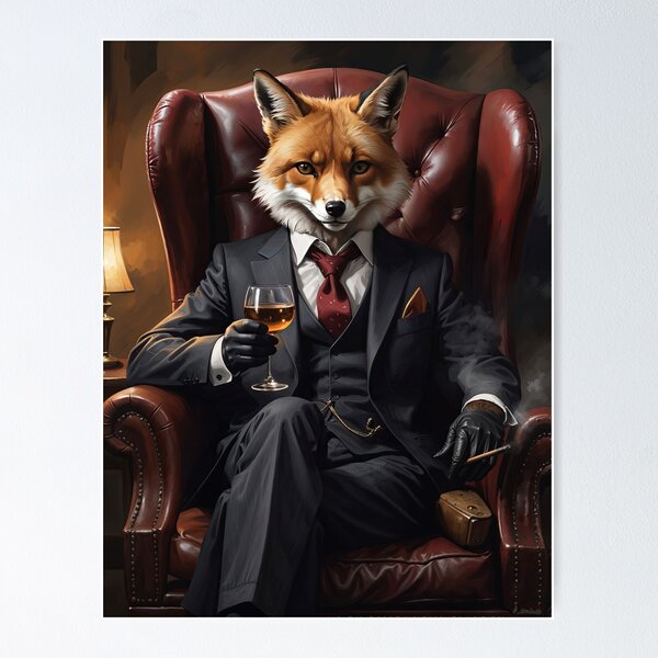 Item preview, The Distinguished Gentleman Fox - Elegant Anthropomorphic Animal Art Print designed and sold by Very Peculiar.