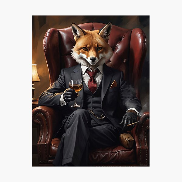 Item preview, The Distinguished Gentleman Fox - Elegant Anthropomorphic Animal Art Print designed and sold by Very Peculiar.