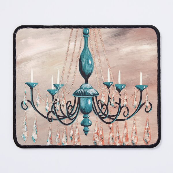 Item preview, Beautiful black chandelier with blue accents on dusty rose designed and sold by norascorner.