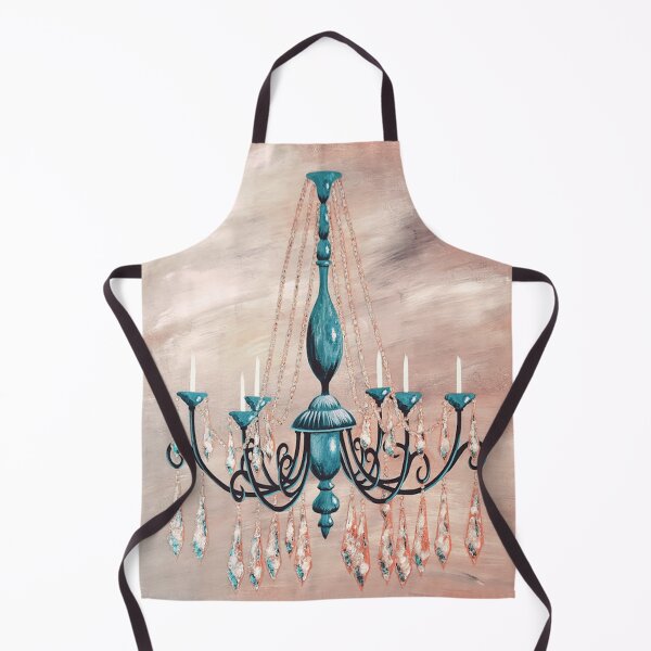 Item preview, Beautiful black chandelier with blue accents on dusty rose designed and sold by norascorner.