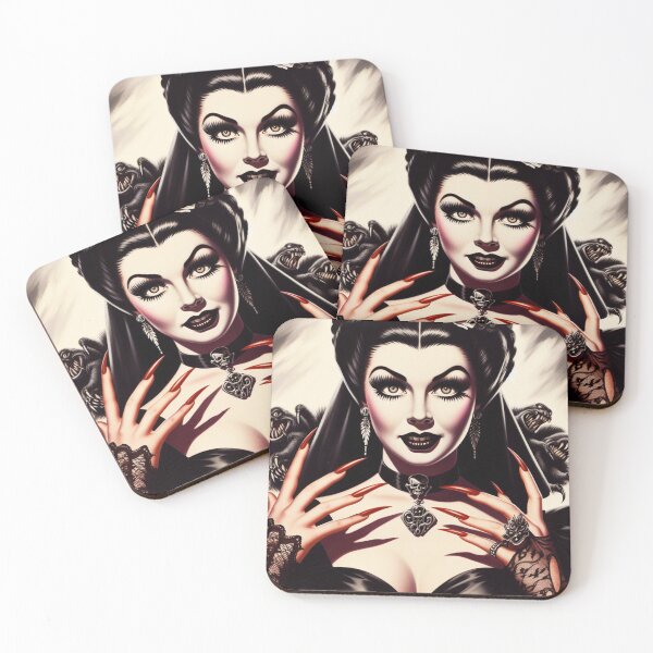 Aperçu de l'œuvre Femme Gothique Vampire Rétro créée et vendue par PulpVintage.