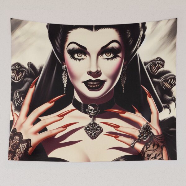Aperçu de l'œuvre Femme Gothique Vampire Rétro créée et vendue par PulpVintage.