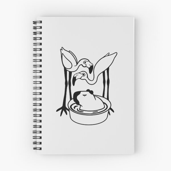 Item preview, Capybara and flamingos bath time in dark ink designed and sold by martodesign.