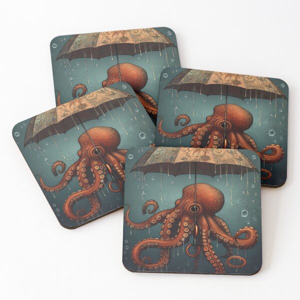 Item preview, Lovecraftian Octopus holding umbrella underwater designed and sold by landletsy.