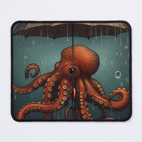 Item preview, Lovecraftian Octopus holding umbrella underwater designed and sold by landletsy.