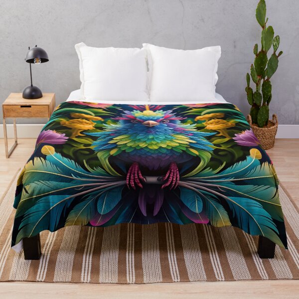 Item preview, Enchanted Aviary: A Symphony of Colors with a Majestic Bird Amongst Lush Florals designed and sold by PillowTalkyZone.