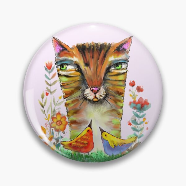 Item preview, Aloof Feline Serenity: Tranquil Gaze Among Vibrant Birds designed and sold by adriaquart.