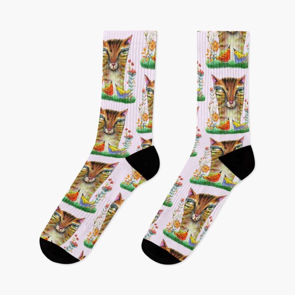Item preview, Aloof Feline Serenity: Tranquil Gaze Among Vibrant Birds designed and sold by adriaquart.