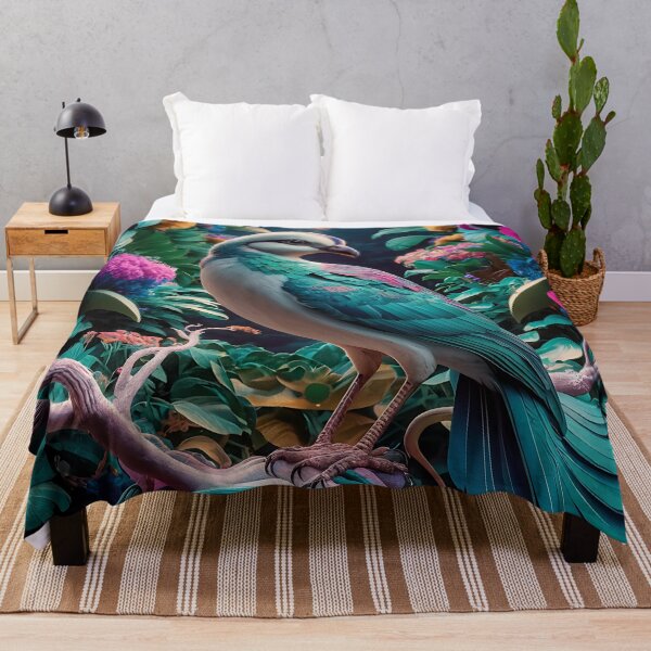 Item preview, Enchanted Aviary: A Symphony of Colors with a Majestic Bird Amongst Lush Florals designed and sold by PillowTalkyZone.