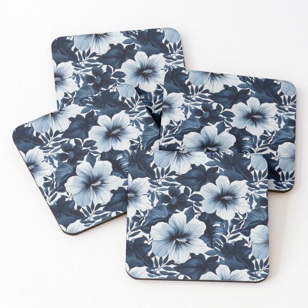 Item preview, Midnight Florals in Monochrome: Exquisite Hibiscus Pattern designed and sold by VoyteksDesigns.