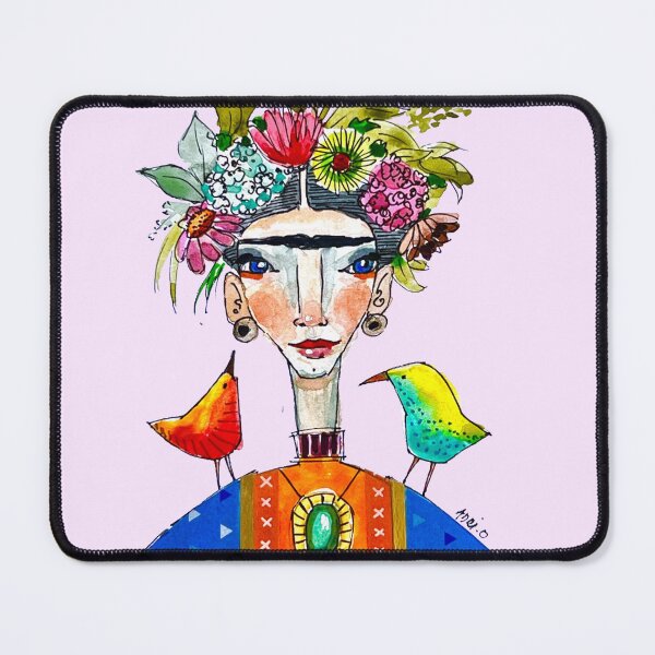 Item preview, Whimsical Watercolor: Frida Kahlo's Vibrant Portrait designed and sold by adriaquart.