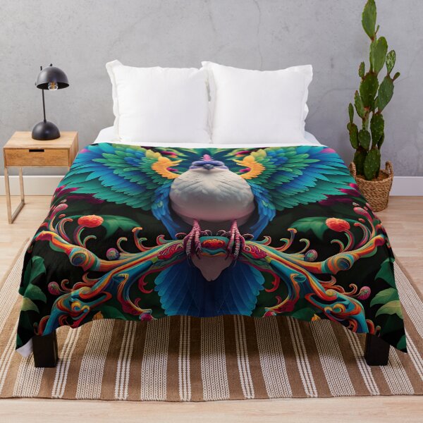 Item preview, Enchanted Aviary: A Symphony of Colors with a Majestic Bird Amongst Lush Florals designed and sold by PillowTalkyZone.