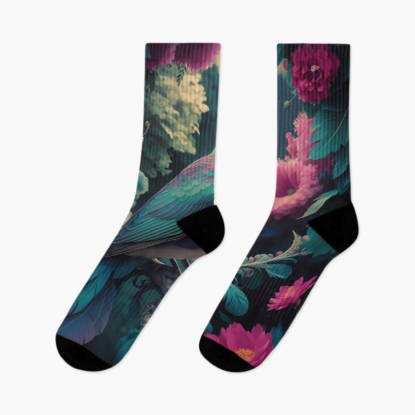 Item preview, Enchanted Aviary: A Symphony of Colors with a Majestic Bird Amongst Lush Florals designed and sold by PillowTalkyZone.