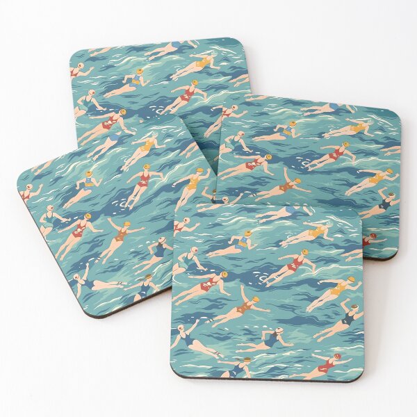 Item preview, Synchro swimmers retro pattern 3 designed and sold by Wildflow Creations.