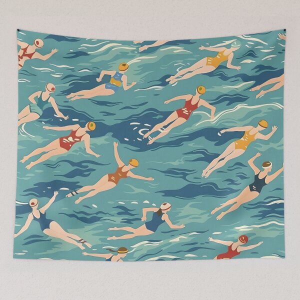 Item preview, Synchro swimmers retro pattern 3 designed and sold by Wildflow Creations.