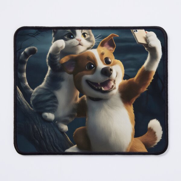 Item preview, Mysterious selfie of a dog and a cat. designed and sold by MyHappyArtShop.