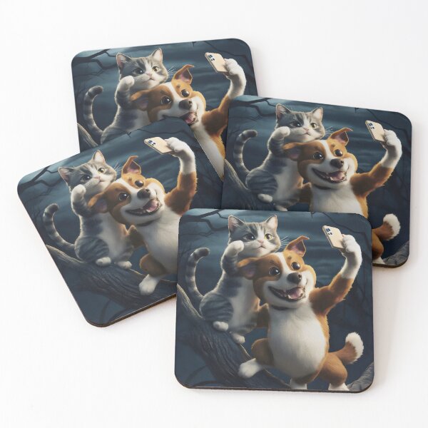 Item preview, Mysterious selfie of a dog and a cat. designed and sold by MyHappyArtShop.