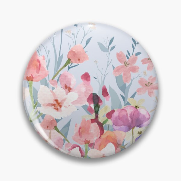 Item preview, Flower Garden Pastel Pink Flowers in Summer Watercolour Art designed and sold by CreativeCanvas8.