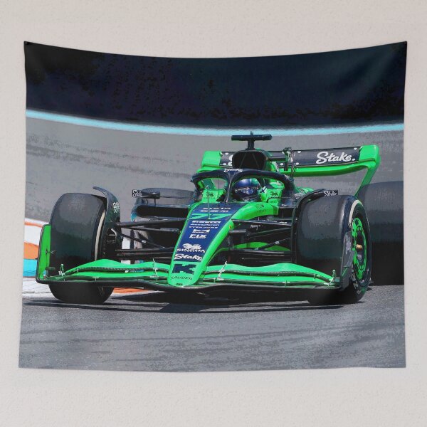 Item preview, Valtteri Bottas racing his 2024 F1 race car during the Miami Grand Prix abstract designed and sold by Rodissimus1984.