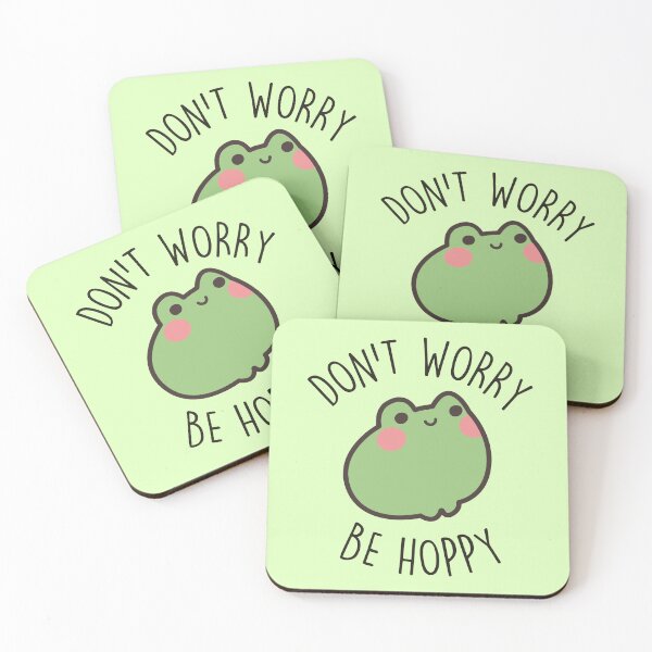 Item preview, Cute frog - funny quotes don't worry be happy hoppy - cottagecore designed and sold by Fantasy Cache.
