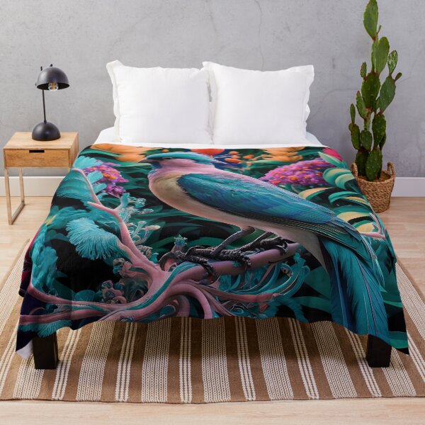 Item preview, Enchanted Aviary: A Symphony of Colors with a Majestic Bird Amongst Lush Florals designed and sold by PillowTalkyZone.