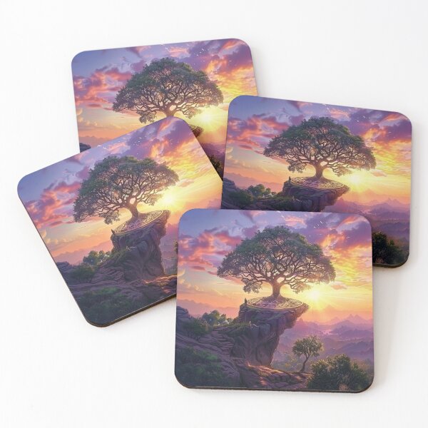 Item preview, Majestic Tree of Life Mountain Landscape Art designed and sold by Mystikos Art.