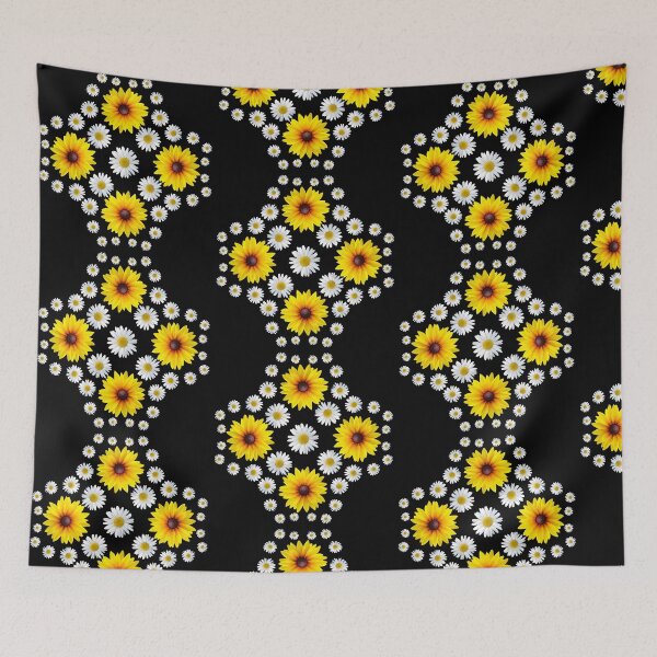 Item preview, Sunflower flower with daisies and lilies floral pattern designed and sold by rhnaturestyles.