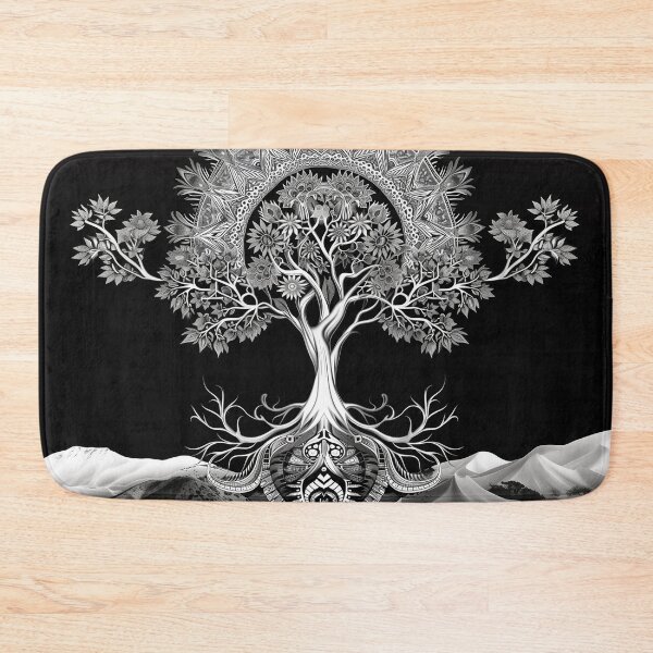 Item preview, Mystical Tree of Life - Enchanting Black & White Nature Art designed and sold by Mystikos Art.