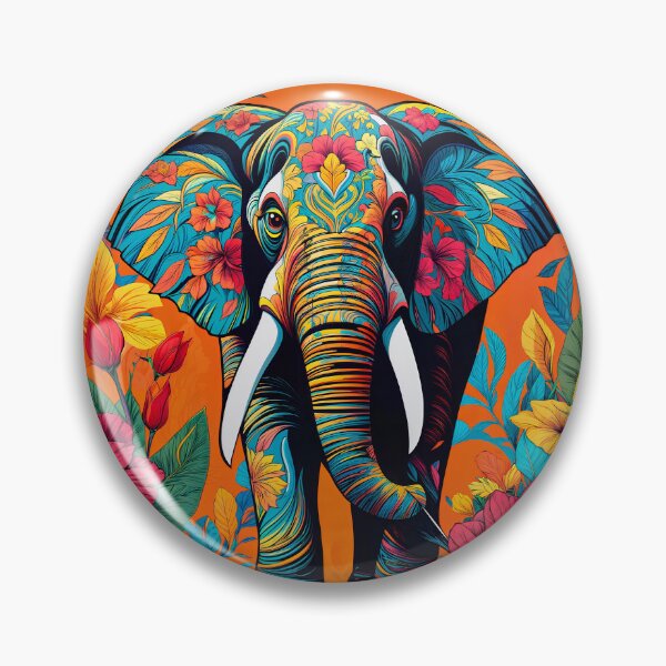 Item preview, Elephant in a painting with beautiful flowers designed and sold by PixelCraftDSG.