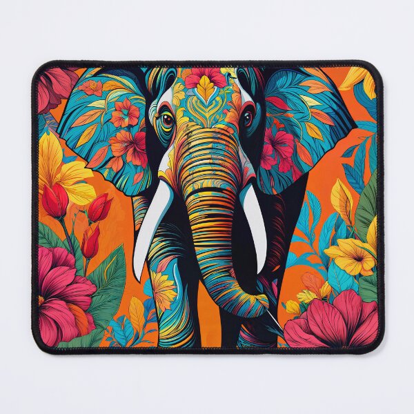 Item preview, Elephant in a painting with beautiful flowers designed and sold by PixelCraftDSG.
