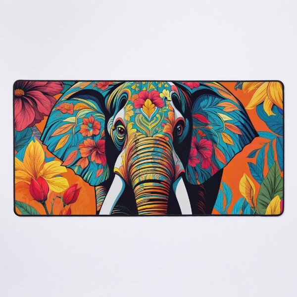 Item preview, Elephant in a painting with beautiful flowers designed and sold by PixelCraftDSG.