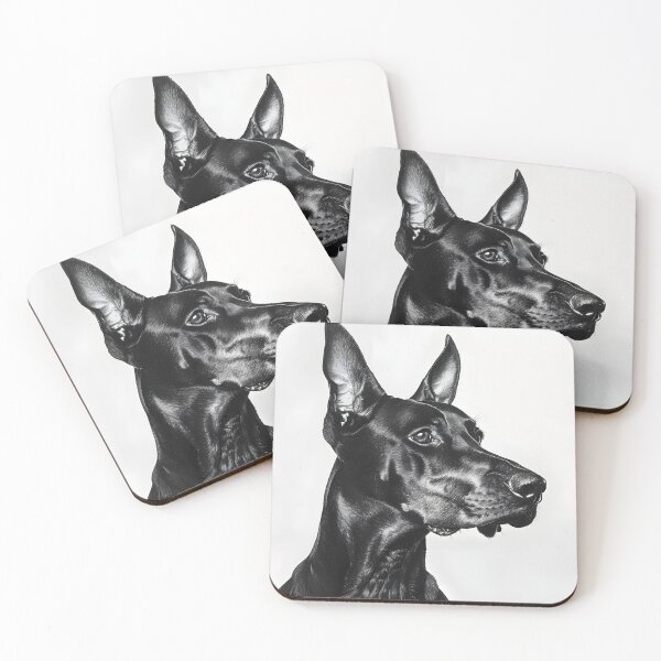 Item preview, Black and white Doberman drawing designed and sold by Pencil-Art.