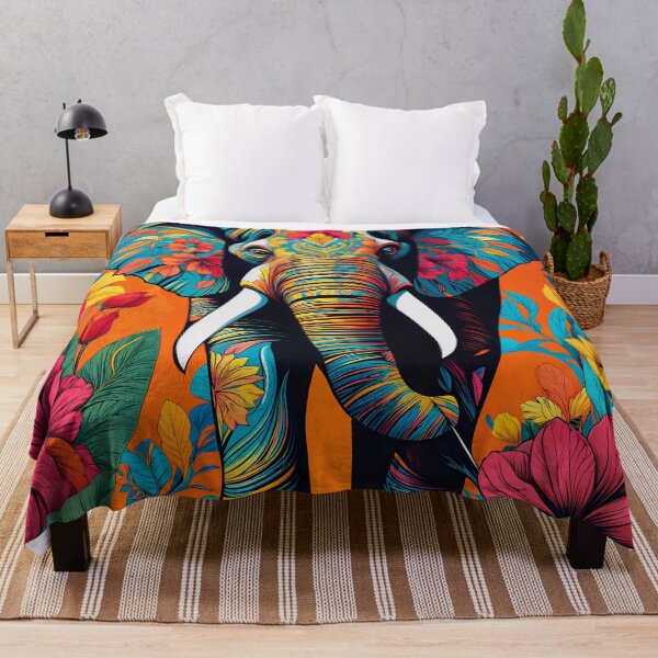 Item preview, Elephant in a painting with beautiful flowers designed and sold by PixelCraftDSG.