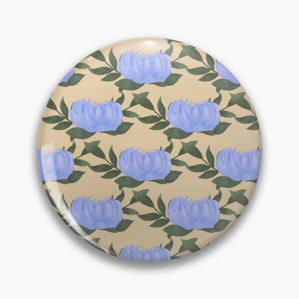 Item preview, Blue Peony Vine on yellow background designed and sold by JasmineGDesigns.