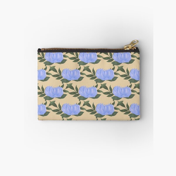 Item preview, Blue Peony Vine on yellow background designed and sold by JasmineGDesigns.