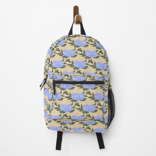 Item preview, Blue Peony Vine on yellow background designed and sold by JasmineGDesigns.