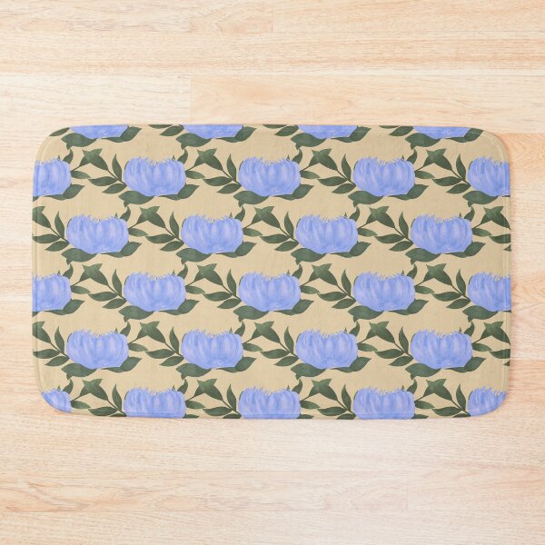 Item preview, Blue Peony Vine on yellow background designed and sold by JasmineGDesigns.