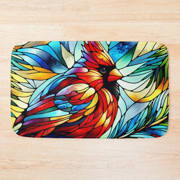 Item preview, Stained Glass Cardinal on a Pine Branch designed and sold by foilhat.