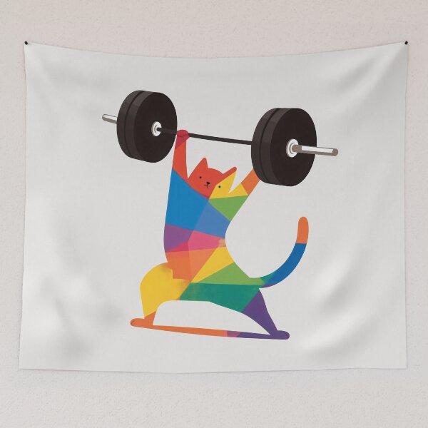 Item preview, Colorful Cat Deadlift Bodybuilder designed and sold by SweetClicks123.