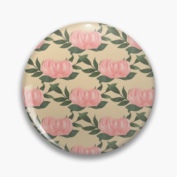 Item preview, Pink Peony Vine on yellow background designed and sold by JasmineGDesigns.